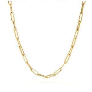 2024 Hot Fashion Paperclip Link Chain Women Necklace Stainless Steel Gold Color